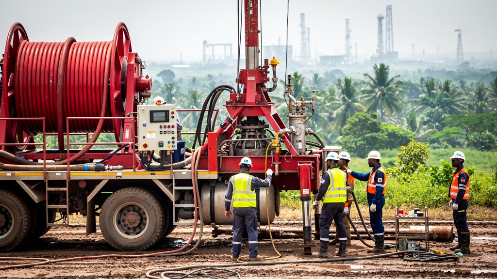 Coiled tubing unit deployed at onshore oil well workover Niger Delta
