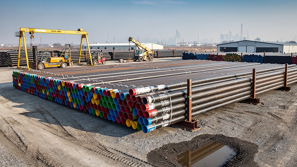 OCTG casing tubing pipes stacked in yard professional industrial
